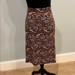 Azules Brown and Blue Paisley Midi Skirt
